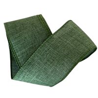 Band mit Drahtkante 63mm - Leinen Uni Dunkel Grün (Rolle 3 Meter)