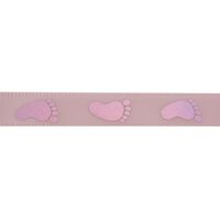 Baby Satinband 10mm (Rolle 10 Meter) - Füße Rosa Rosé Gold