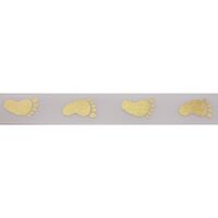 Baby Lint 10mm (rol 10 meter) - Satijn Voetjes Roomwit Goud