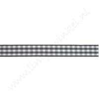 Geruit lint 10mm (rol 22 meter) - Donker Grijs