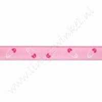 Baby Ripsband 10mm (Rolle 22 Meter) - Sicherheitsnadel Rosa