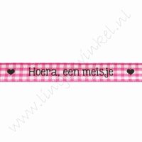 Baby lint 10mm (rol 22 meter) - Hoera, een Meisje Fuchsia