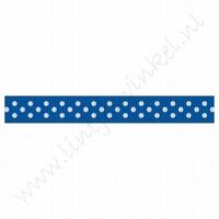Ripsband Punkte 10mm (Rolle 22 Meter) - Dunkel Blau Weiß