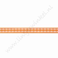 Geruit lint 6mm (rol 22 meter) - Oranje
