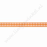 Geruit lint 6mm (rol 22 meter) - Oranje