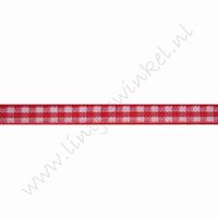 Geruit lint 6mm (rol 22 meter) - Rood