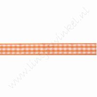 Geruit lint 10mm (rol 22 meter) - Oranje