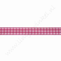 Geruit lint 10mm (rol 22 meter) - Pink