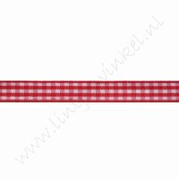 Geruit lint 10mm (rol 22 meter) - Rood