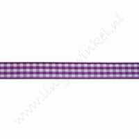 Geruit lint 10mm (rol 22 meter) - Violet