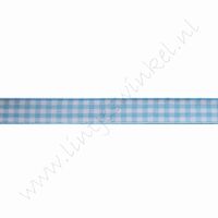 Geruit lint 10mm (rol 22 meter) - Licht Blauw