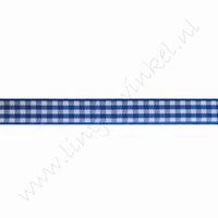 Geruit lint 10mm (rol 22 meter) - Donker Blauw