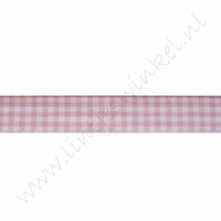 Geruit lint 16mm (rol 22 meter) - Licht Roze