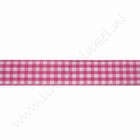 Geruit lint 16mm (rol 22 meter) - Pink