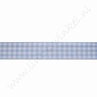 Geruit lint 16mm (rol 22 meter) - Licht Blauw