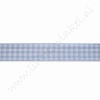 Geruit lint 16mm (rol 22 meter) - Licht Blauw