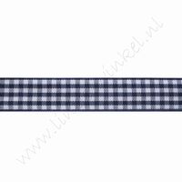 Geruit lint 16mm (rol 22 meter) - Marine