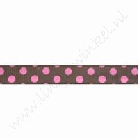 Ripsband Punkte 10mm (Rolle 22 Meter) - Groß Braun Rosa