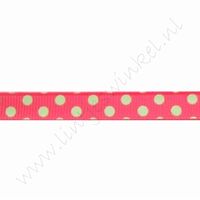 Ripsband Punkte 10mm (Rolle 22 Meter) - Groß Rot Lime