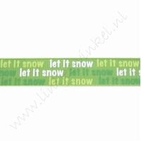 Kerstlint 16mm (rol 22 meter) - Let it Snow Groen