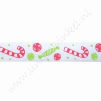 Satinband Weihnachten 16mm (Rolle 22 Meter) - Zuckerstangen