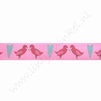 Satinband Herzen 16mm (Rolle 22 Meter) - Lovebirds Pink