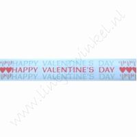 Satijnlint harten 16mm (rol 22 meter) - Happy Valentine