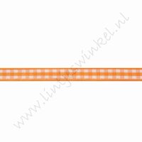 Geruit lint 6mm (rol 45 meter) - Oranje