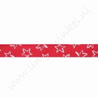 Ripsband Sterne Offen 10mm (Rolle 22 Meter) - Rot Weiß