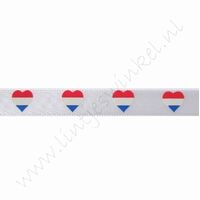 Satijnlint Hollandia 10mm (rol 22 meter) - Hart Vlag Holland Wit