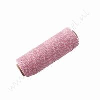 Bakers Twine / katoenkoord (rol 91 meter) - Roze Wit