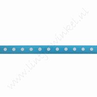 Satijnlint stip 6mm (rol 22 meter) - Aqua Wit