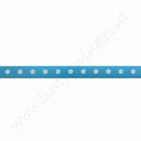 Satijnlint stip 6mm (rol 22 meter) - Aqua Wit