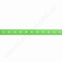 Satijnlint stip 6mm (rol 22 meter) - Neon Groen Wit