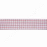 Geruit lint 22mm (rol 22 meter) - Licht Roze