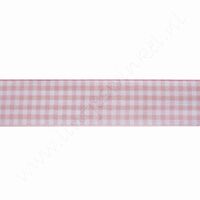 Geruit lint 22mm (rol 22 meter) - Licht Roze