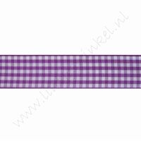 Geruit lint 22mm (rol 22 meter) - Violet