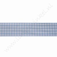 Geruit lint 22mm (rol 22 meter) - Licht Blauw