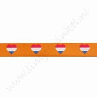 Satijnlint Hollandia 10mm (rol 22 meter) - Hart Vlag Holland Oranje