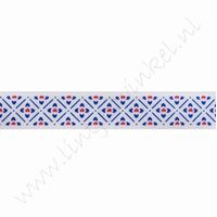 Satinband Hollandia 12mm (Rolle 22 Meter) - Fliese Delft Weiß