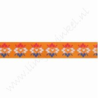 Satijnlint Hollandia 12mm (rol 22 meter) - Delfts tegeltje Oranje