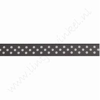 Ripsband Punkte 10mm (Rolle 22 Meter) - Dunkel Grau Weiß