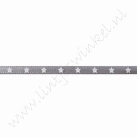 Satijnlint sterren 3mm (rol 22 meter) - Zilver Grijs Wit