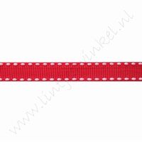 Ripsband Stickerei 10mm (Rolle 22 Meter) - Rot Weiß