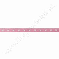 Satinband Herzen 3mm (Rolle 22 Meter) - Rosa Weiß