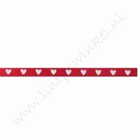 Satijnlint harten 3mm (rol 22 meter) - Rood Wit