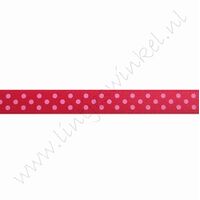 Satinband Punkte 10mm (Rolle 22 Meter) - Rot Rosa