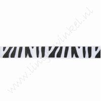 Lint met print 10mm (rol 22 meter) - Zebra Zwart