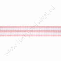Strepenlint 16mm (rol 18 meter) - Licht Roze Wit
