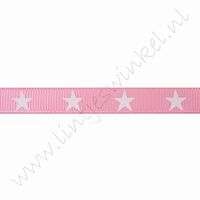 Lint sterren 10mm (rol 22 meter) - Roze Wit